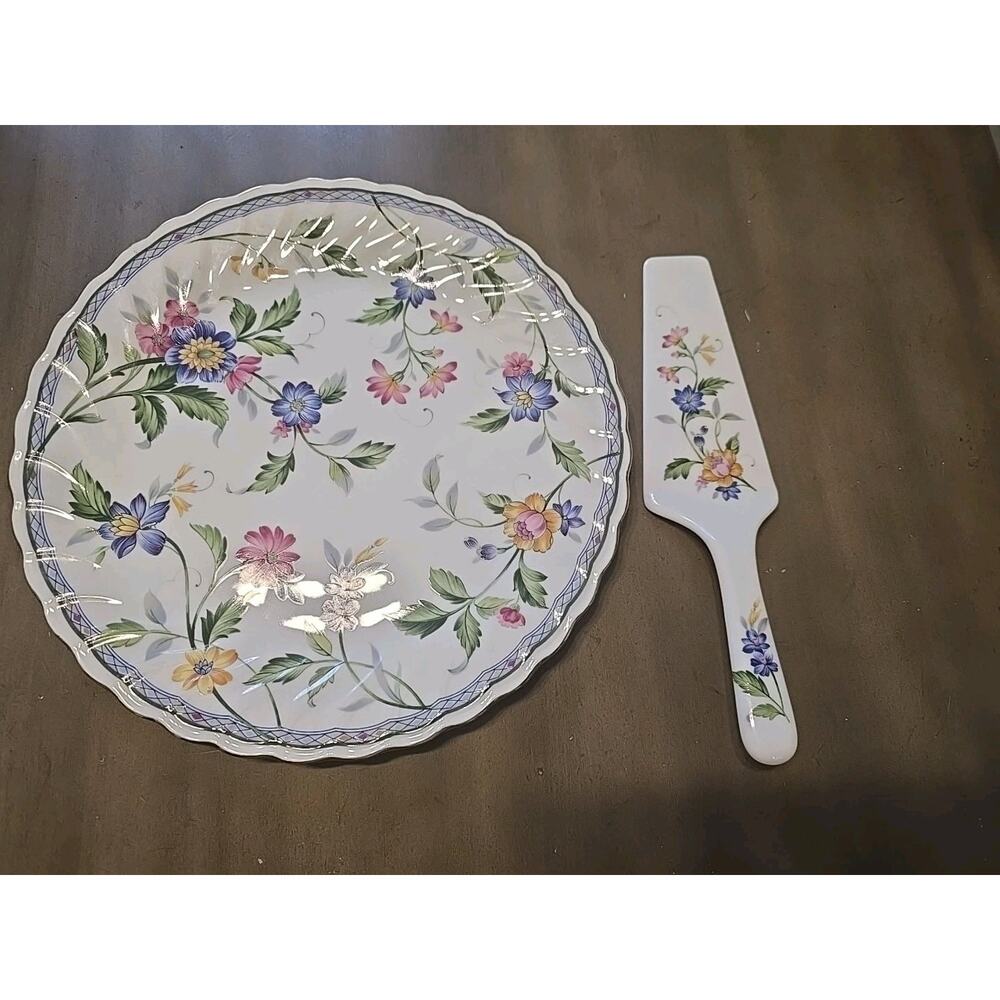 Made Japan for Federated Department Stores Vintage Floral Cake Plate & SPATULA
